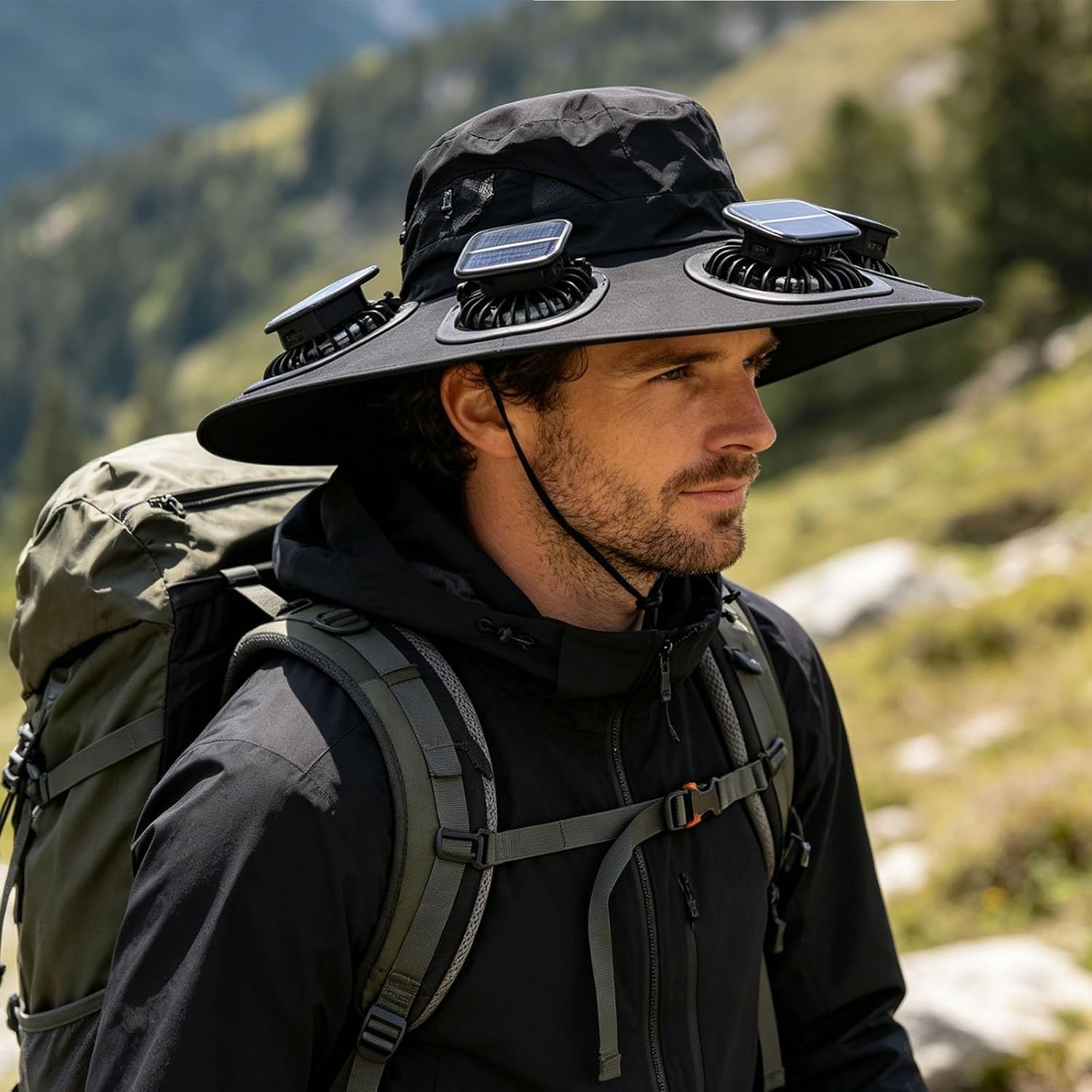 Outdoor Camping Hat - قبعة شمسية بـ 6 مراوح للرجال
