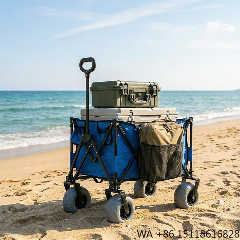 Outdoor Camping Furniture - عربة شاطئ معدنية قابلة للطي مع