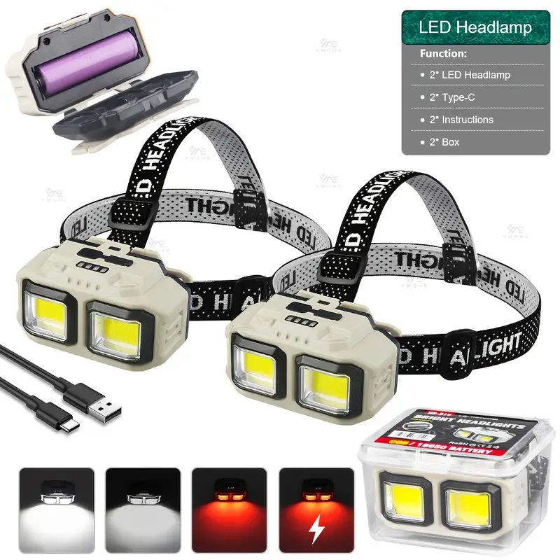 Headlamp - COB LED كشافات مصباح أمامي قابل