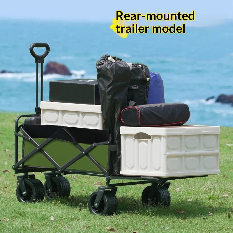 Outdoor Camping Furniture - عربة تخزين قابلة للطي بأربع عجلات
