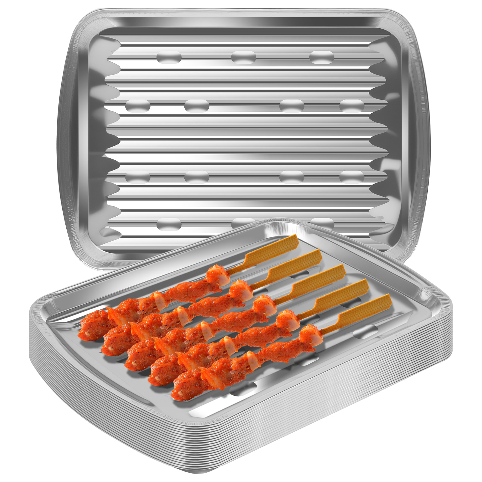 Outdoor Camping Food - صواني رقائق الألومنيوم غير عصا الخبز