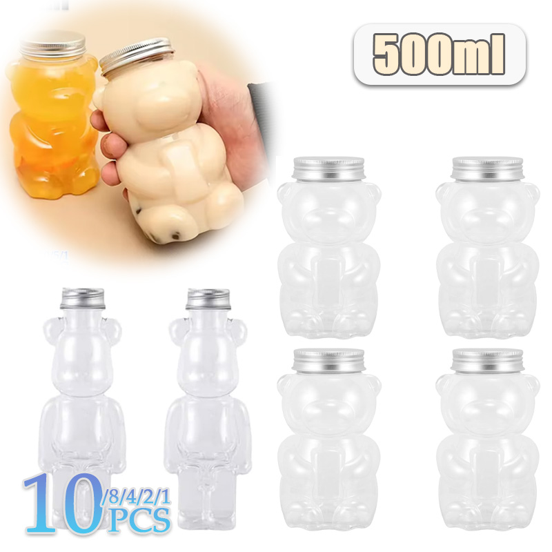 Bear Canister - 1/2/4/8/10 قطع زجاجة شفافة على شكل