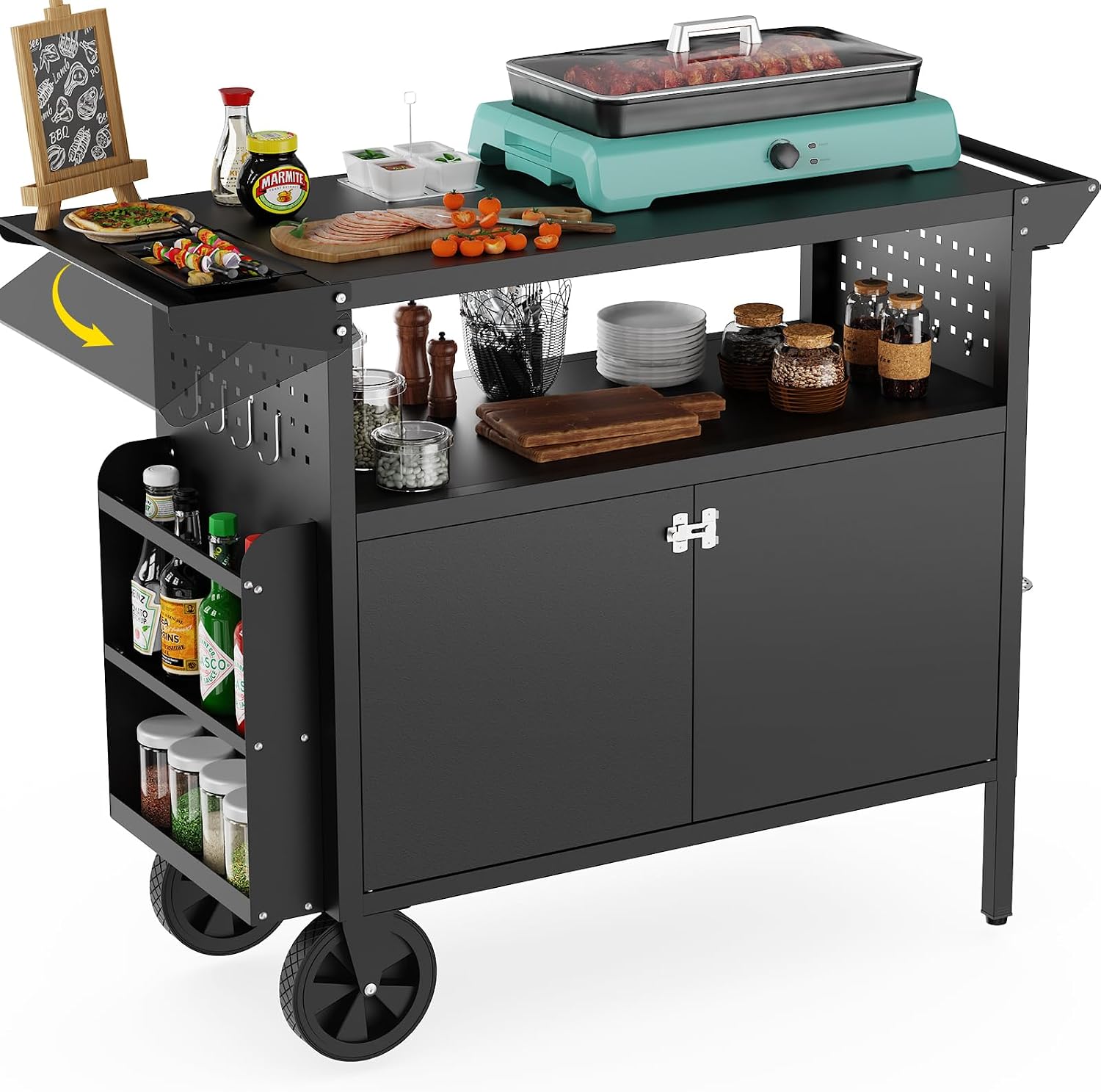 عربة شواء خارجية مع طاولة تخزي - مراجعة Outdoor Camping Table With Storage وسعره