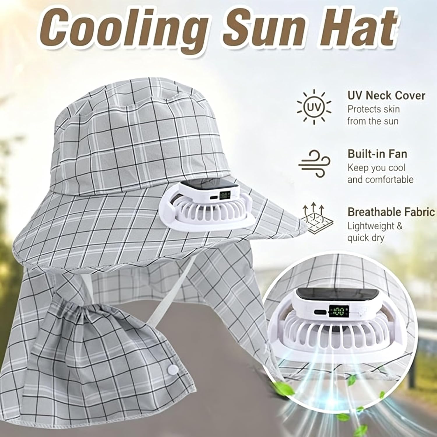 قبعة بمروحة تعمل بالطاقة الشمس - مراجعة Outdoor Camping Hat وسعره