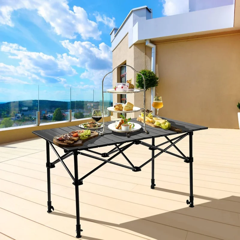طاولة تخييم مع سلة تخزين، طاول - مراجعة Outdoor Camping Table With Storage وسعره