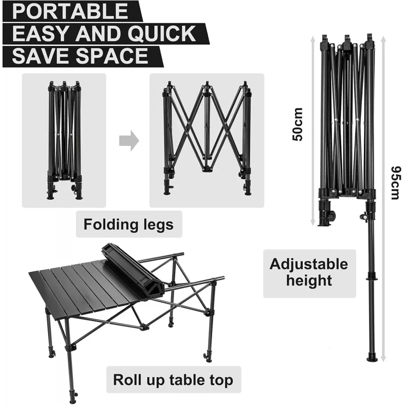 طاولة تخييم مع سلة تخزين، طاول - مراجعة Outdoor Camping Table With Storage وسعره
