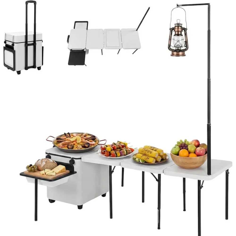 طاولة مطبخ خارجية قابلة للطي م - مراجعة Outdoor Camping Table With Storage وسعره