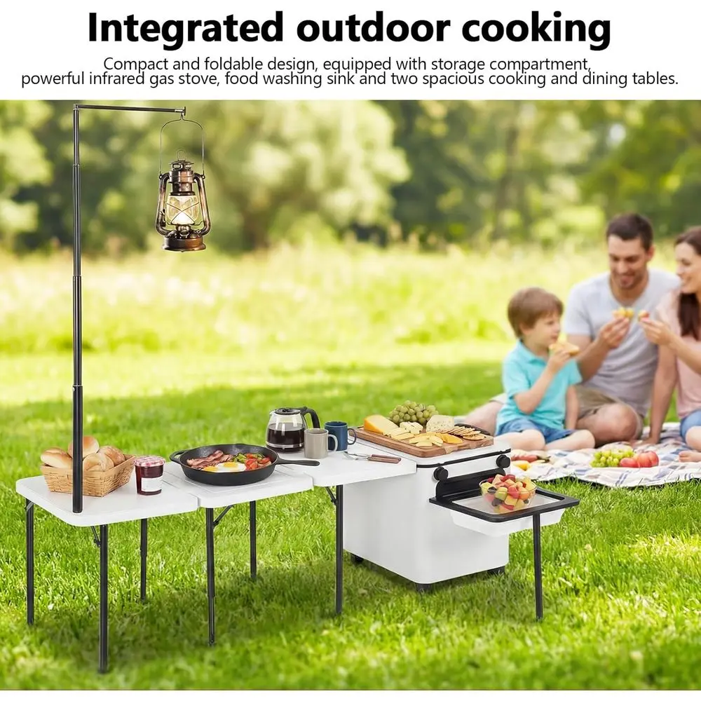 طاولة مطبخ خارجية قابلة للطي م - مراجعة Outdoor Camping Table With Storage وسعره