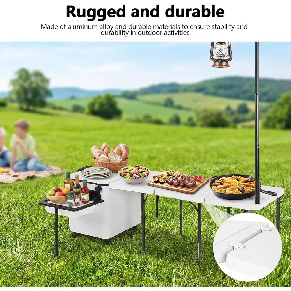 طاولة مطبخ خارجية قابلة للطي م - مراجعة Outdoor Camping Table With Storage وسعره