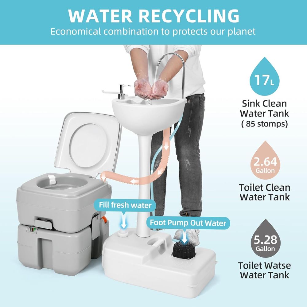 حوض محمول سعة 17 لتر لغسل اليد - مراجعة Portable Camp Toilet وسعره