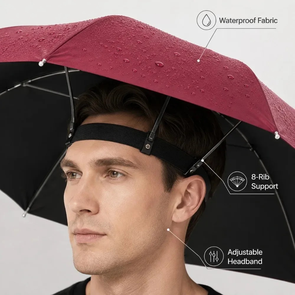 قبعة مظلة قابلة للطي بدون استخ - مراجعة Outdoor Camping Hat وسعره