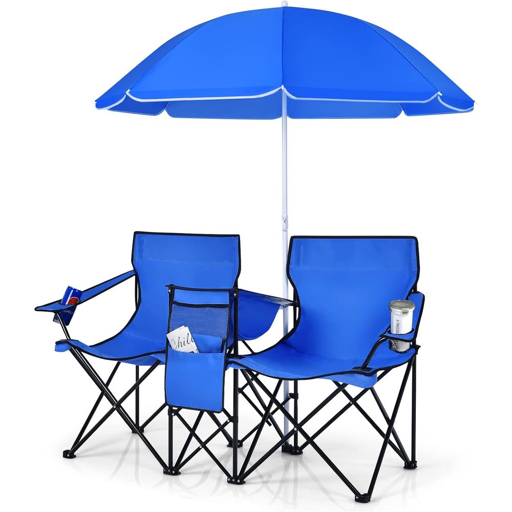 كراسي نزهة قابلة للطي مع مظلة  - مراجعة Outdoor Camping Loveseat وسعره