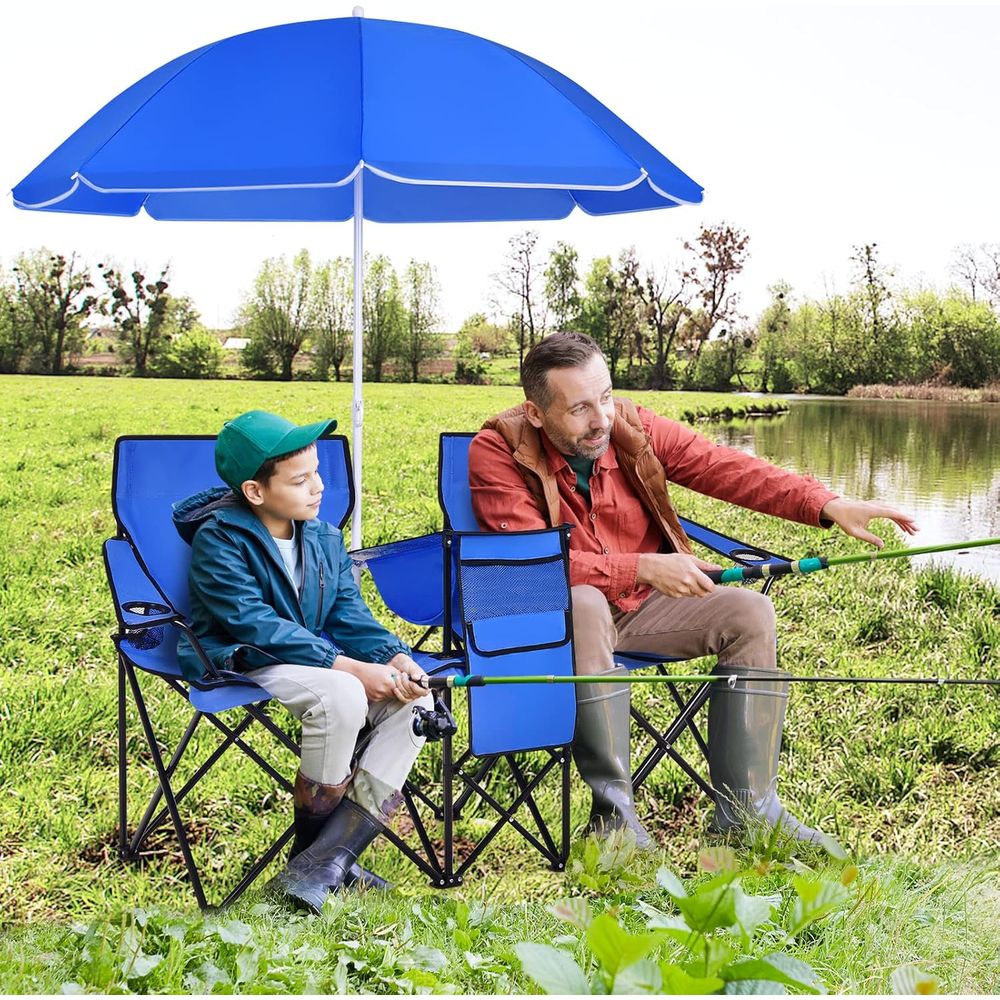 كراسي نزهة قابلة للطي مع مظلة  - مراجعة Outdoor Camping Loveseat وسعره