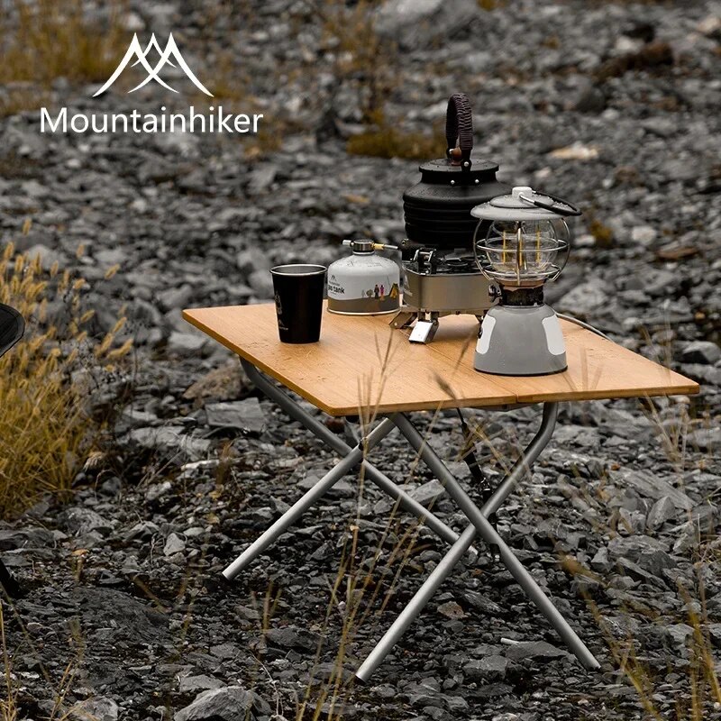 MOUNTAINHIKER-طاولة خيزران للت - مراجعة Outdoor Camping Table With Storage وسعره