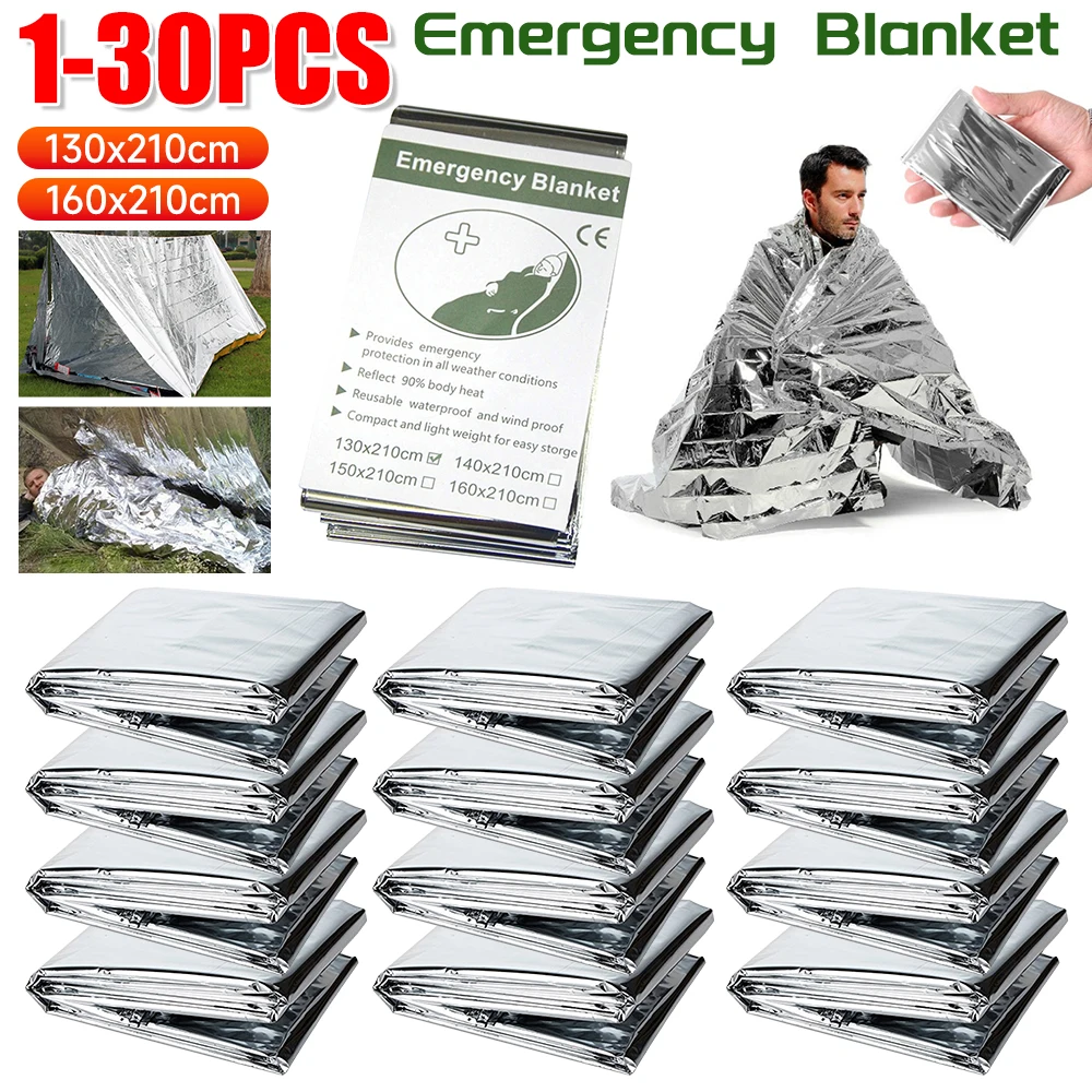 1-30 قطعة بطانية طوارئ في الهو - مراجعة Survival Kit وسعره