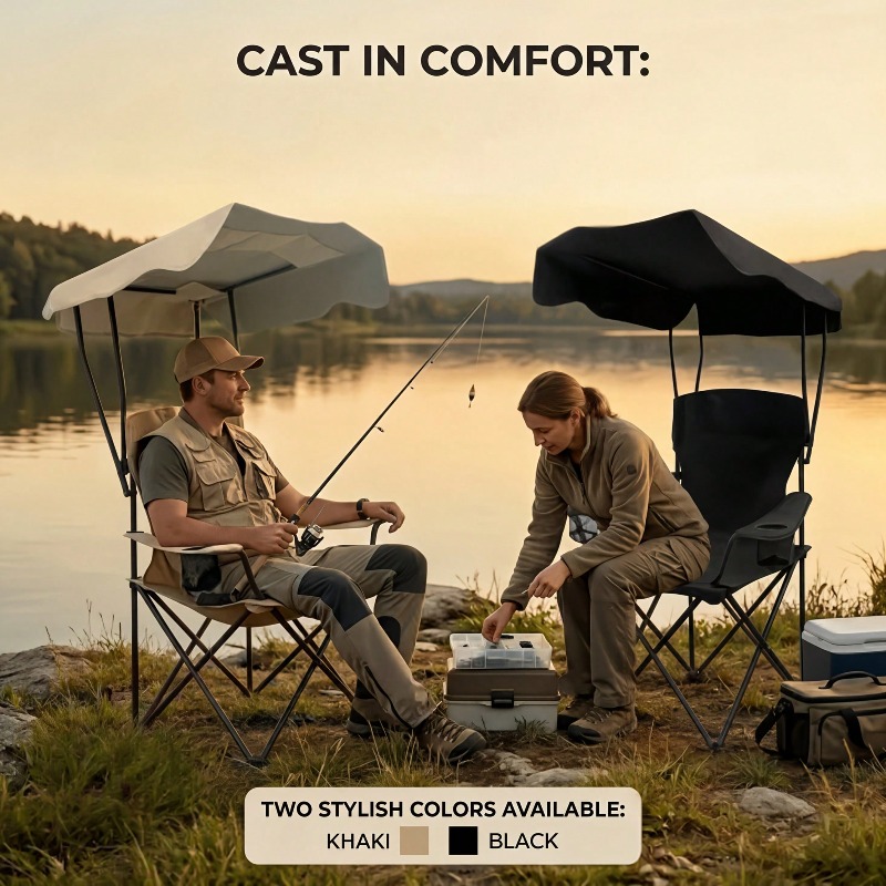 كرسي تخييم خارجي مع مظلة، قابل - مراجعة Outdoor Camping Lounge Chairs وسعره