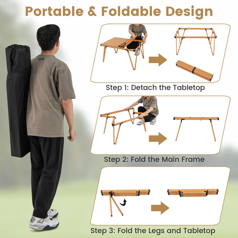طاولة نزهة قابلة للطي مقاس 93  - مراجعة Outdoor Camping Table With Storage وسعره